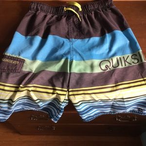 Multi color striped bathing suit.